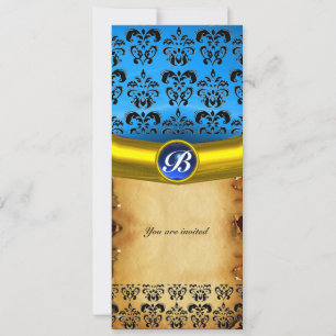 DAMASK EDMELSTEEN MONOGRAAM, bruin perkament Kaart