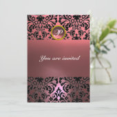 DAMASK EDMELSTEEN MONOGRAAM roze Kaart (Staand voorkant)