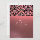 DAMASK EDMELSTEEN MONOGRAAM roze Kaart (Achterkant)