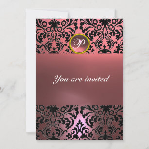 DAMASK EDMELSTEEN MONOGRAAM roze Kaart