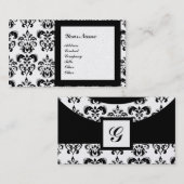 DAMASK EDMELSTEEN MONOGRAM, 3 parels Visitekaartje (Voorkant / Achterkant)