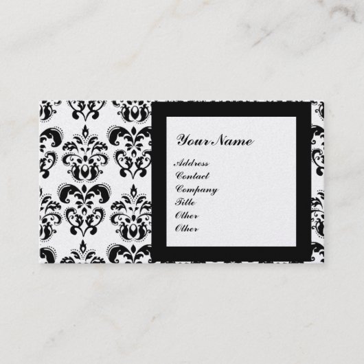 DAMASK EDMELSTEEN MONOGRAM, 3 parels Visitekaartje (Voorkant)