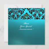 DAMASK EDMELSTEEN MONOGRAM blauwe aquamarijn Kaart (Achterkant)