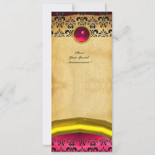 DAMASK EDMELSTEEN MONOGRAM , bruin perkament Kaart (Achterkant)