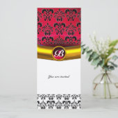 DAMASK EDMELSTEEN MONOGRAM goud rood bordeauxrood Kaart (Staand voorkant)