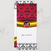 DAMASK EDMELSTEEN MONOGRAM goud rood bordeauxrood Kaart (Voorkant / Achterkant)