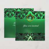 DAMASK EDMELSTEEN MONOGRAM groene jade Kaart (Voorkant / Achterkant)