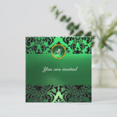 DAMASK EDMELSTEEN MONOGRAM groene jade Kaart (Staand voorkant)