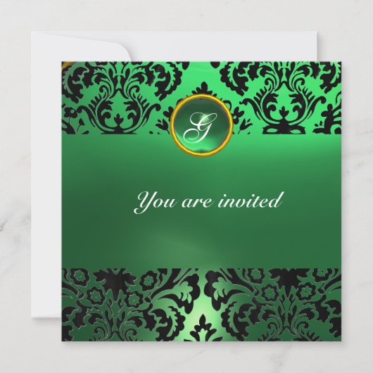 DAMASK EDMELSTEEN MONOGRAM groene jade Kaart (Voorkant)
