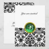 DAMASK EDMELSTEEN MONOGRAM jade groen wit Kaart (Voorkant / Achterkant)