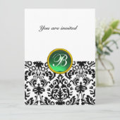 DAMASK EDMELSTEEN MONOGRAM jade groen wit Kaart (Staand voorkant)