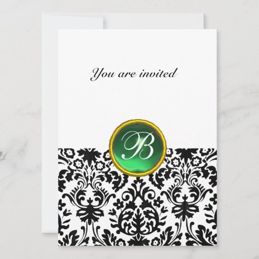 DAMASK EDMELSTEEN MONOGRAM jade groen wit Kaart (Voorkant)