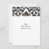 DAMASK EDMELSTEEN MONOGRAM paars wit rsvp Kaart (Achterkant)
