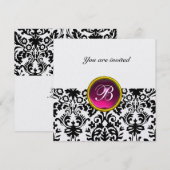 DAMASK EDMELSTEEN MONOGRAM robijn roze ijs Kaart (Voorkant / Achterkant)