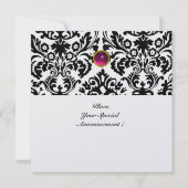DAMASK EDMELSTEEN MONOGRAM robijn roze ijs Kaart (Achterkant)