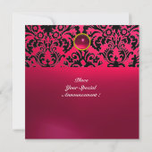 DAMASK EDMELSTEEN MONOGRAM roze fuchsia robijn Kaart (Achterkant)