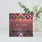 DAMASK EDMELSTEEN MONOGRAM roze Kaart (Staand voorkant)