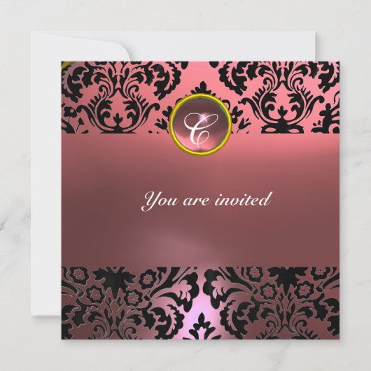 DAMASK EDMELSTEEN MONOGRAM roze Kaart (Voorkant)