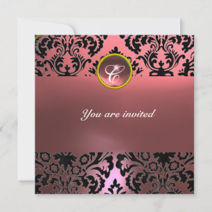 DAMASK EDMELSTEEN MONOGRAM roze Kaart