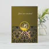 DAMASK EDMELSTEEN MONOGRAM topaas geel zwart Kaart (Staand voorkant)