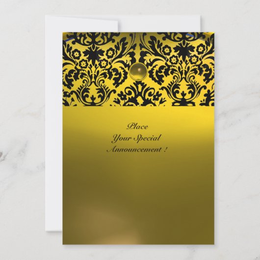 DAMASK EDMELSTEEN MONOGRAM topaas geel zwart Kaart (Achterkant)