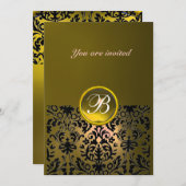 DAMASK EDMELSTEEN MONOGRAM topaas geel zwart Kaart (Voorkant / Achterkant)