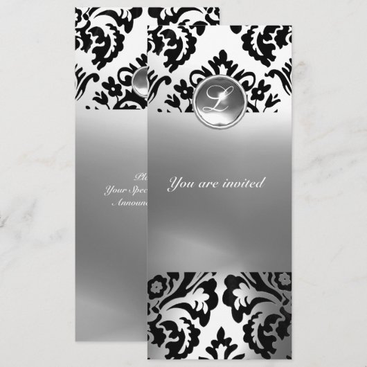 DAMASK EDMELSTEEN MONOGRAM wit Kaart (Voorkant / Achterkant)