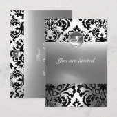 DAMASK EDMELSTEEN MONOGRAM wit Kaart (Voorkant / Achterkant)