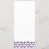 Damask Eenvoud Cyaan Paarse bruiloft Menu (Achterkant)