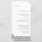 Damask Eenvoud Grijs Roze Trouwmenu Menu (Voorkant / Achterkant)