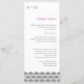 Damask Eenvoud Grijs Roze Trouwmenu Menu (Voorkant)