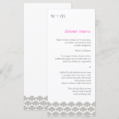 Damask Eenvoud Taupe Roze bruiloft Menu (Voorkant / Achterkant)