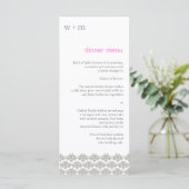 Damask Eenvoud Taupe Roze bruiloft Menu (Staand voorkant)