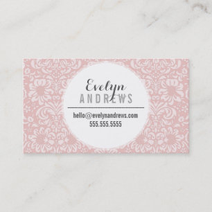 DAMASK EENVOUDIG SPOT patroon cool bord roze grijs Visitekaartje