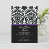 Damask Eggplant Paarse Bridal Shower Invitation Kaart (Staand voorkant)