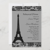 Damask Eiffel Tower Rehearsal Dinner Kaart (Voorkant)