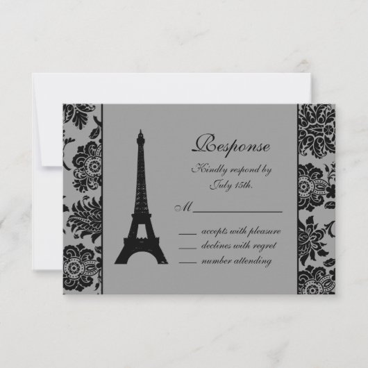 Damask Eiffel Tower RSVP (Voorkant)