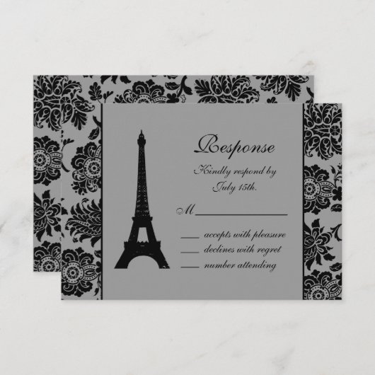 Damask Eiffel Tower RSVP (Voorkant / Achterkant)