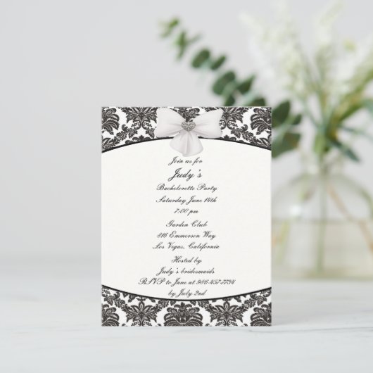 Damask Elegance Bachelorette Party Uitnodiging (Staand voorkant)