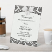 Damask Elegance Bruiloft Veiligheid Reclamebord Met Voetstuk (Insitu)