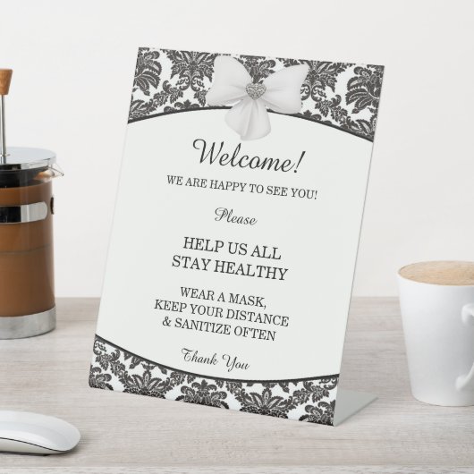 Damask Elegance Bruiloft Veiligheid Reclamebord Met Voetstuk (Insitu)