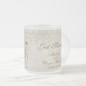 Damask Elegance - net getrouwd Matglas Koffiemok (Voorkant rechts)