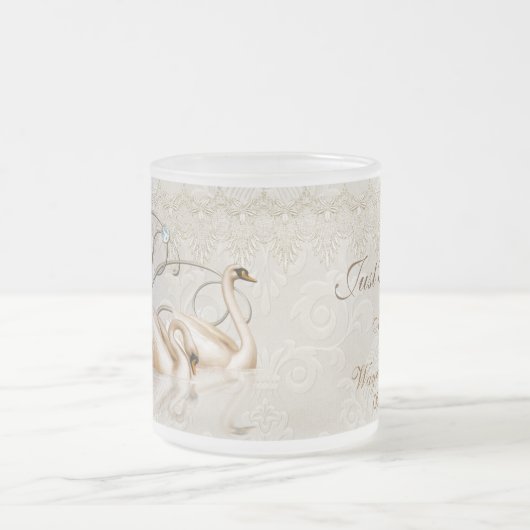 Damask Elegance - net getrouwd Matglas Koffiemok (Center)