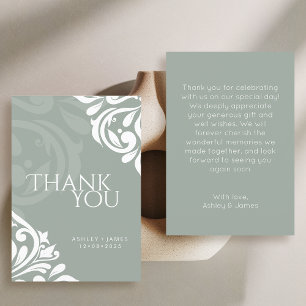 Damask Elegance (Olive) Wedding Dank u kaart