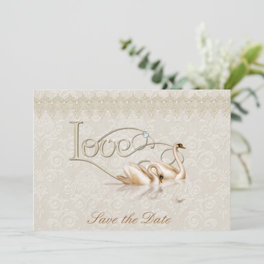 Damask Elegance Save The Date (Staand voorkant)