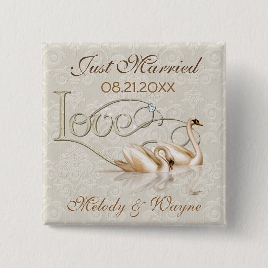 Damask Elegance Vierkante Button 5,1 Cm (Voorkant)