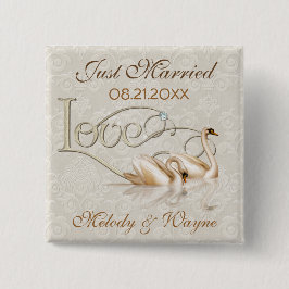 Damask Elegance Vierkante Button 5,1 Cm