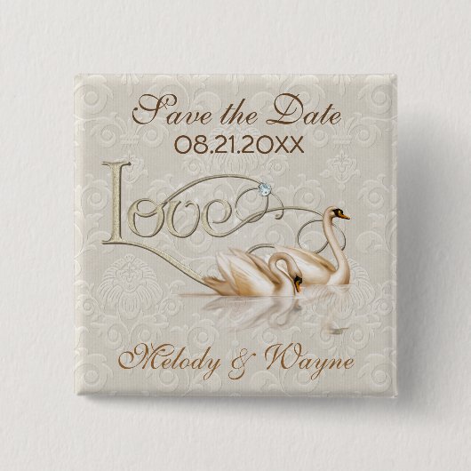 Damask Elegance Vierkante Button 5,1 Cm (Voorkant)