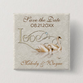 Damask Elegance Vierkante Button 5,1 Cm