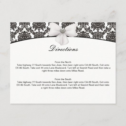 Damask Elegance Wedding Direction Kaarten (Voorkant)